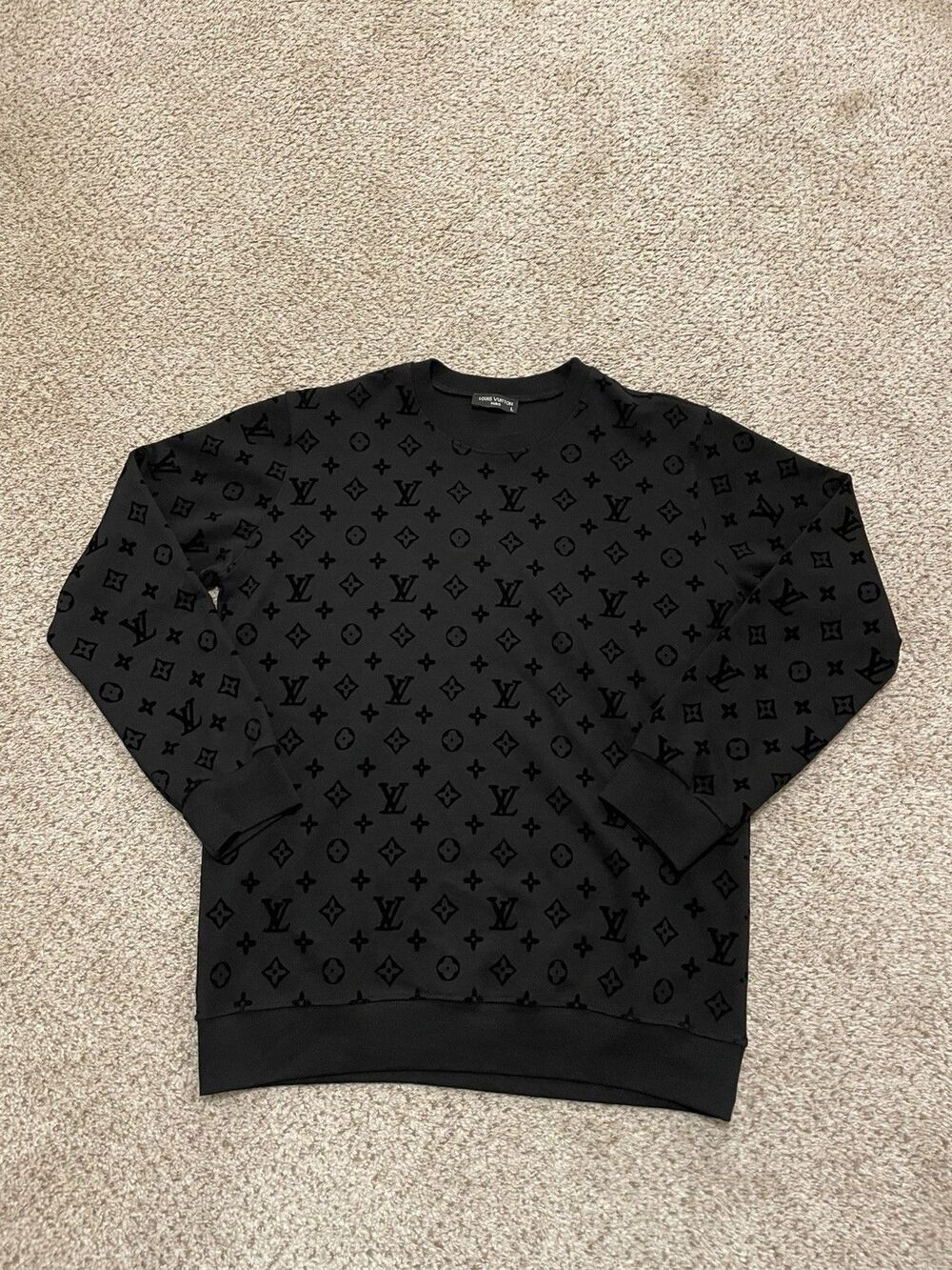 Louis Vuitton Monogram Logo Black Sweater Mens Size Large